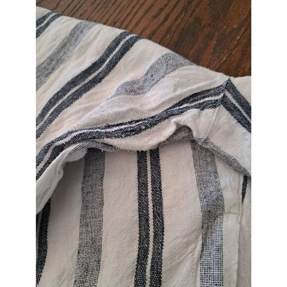 XL Old Navy Black Off White Elastic Rear Waist Linen Wide Flare Leg Capri Pants - Picture 6 of 8